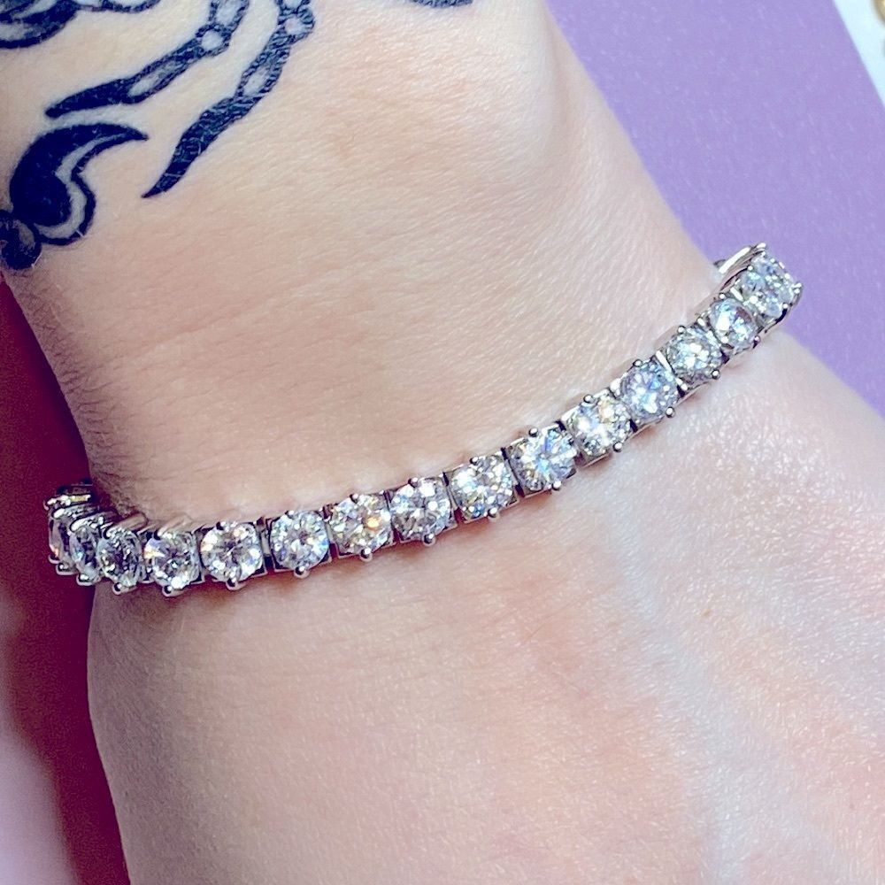 💛 18k White Gold Plated 925 CZ Tennis Bracelet